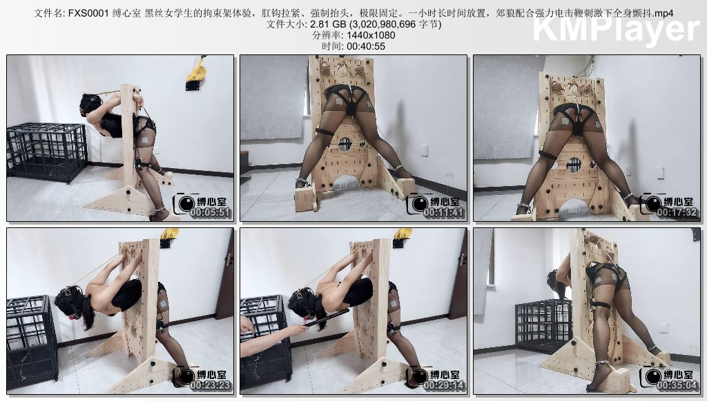 FXS0001 缚心室_黑丝女学生的拘束架体验 肛钩拉紧强制抬头极限固定 郊狼配合强力电击.jpg