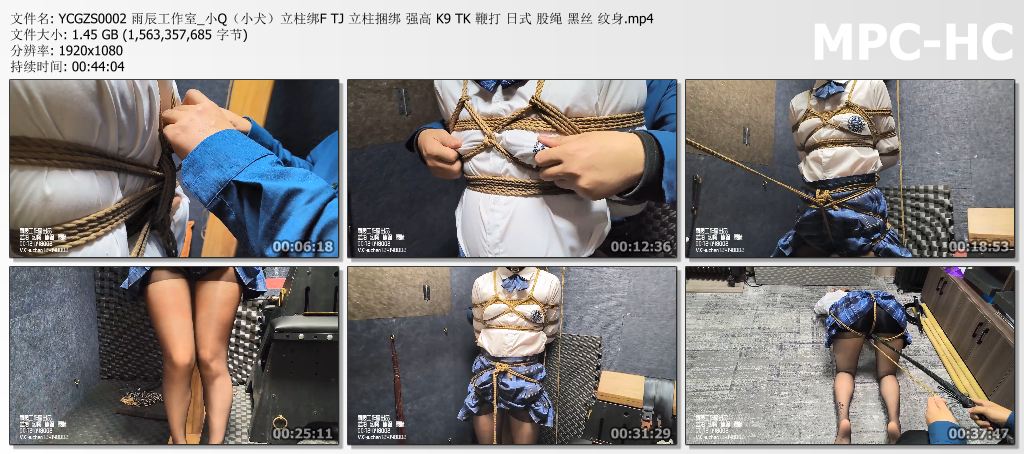 YCGZS0002 雨辰工作室_小Q（小犬）立柱绑F TJ 立柱捆绑 强高 K9 TK 鞭打 日式 股绳 黑.jpg